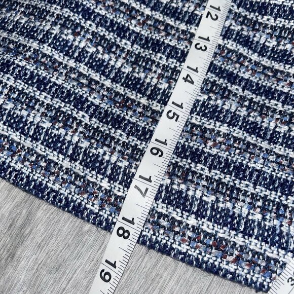 Loft Blue Tweed Print Zipper Pocketed Preppy Y2K Retro Mini Skirt Size 0 - Picture 10 of 10